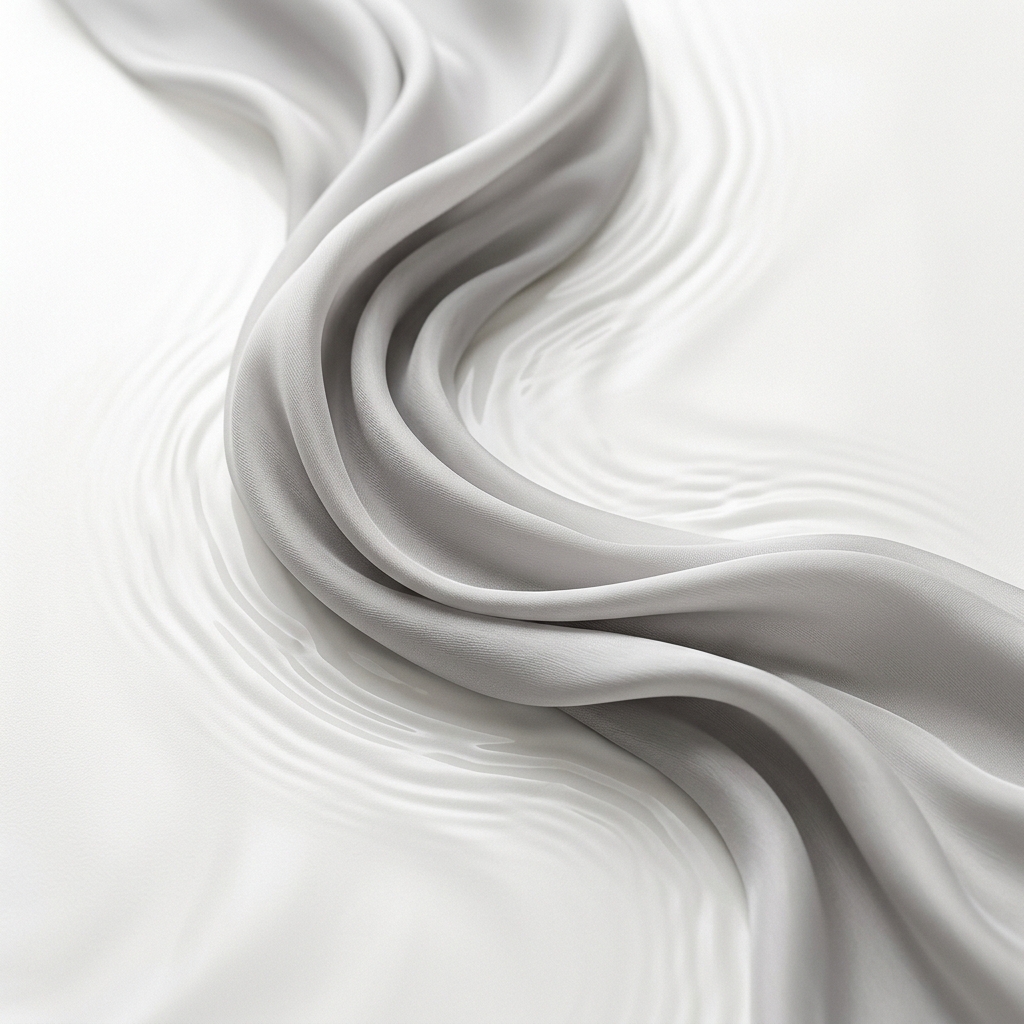 Ethereal white silk fabrics and creative flow